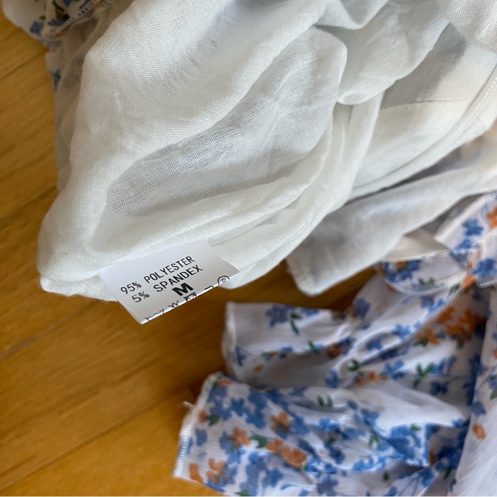 Blue, Orange, and White Floral Long Sleeve Dress Medium - Picture 5 of 5